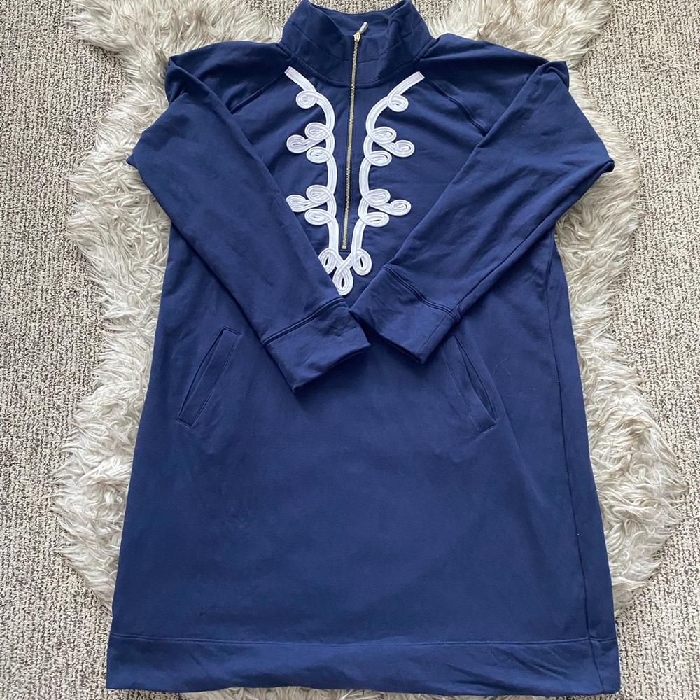 Lilly Pulitzer Navy Blue Embroidered Midi Dress - Picture 4 of 13